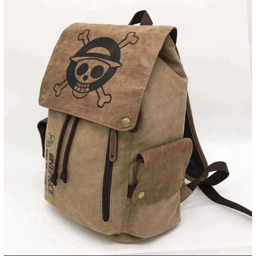 One Piece Straw Hat Crew Monkey D Luffy Japanese Anime Manga Canvas Backpack